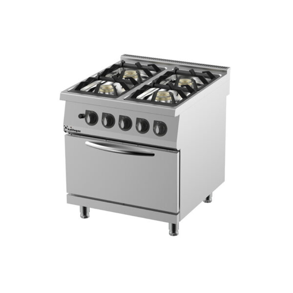 image Plynový sporák 900 so 4 horákmi - plynovou rúrou GN2/1 - 800x900x900 mm