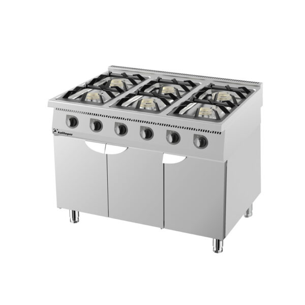 image Plynový sporák 900 so 6 horákmi - s dvierkami - 1200x900x900 mm
